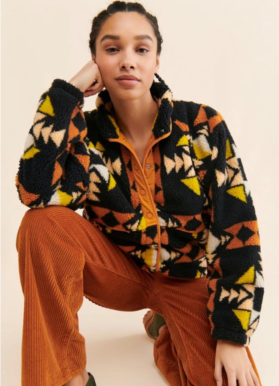 NEW Free People Hit The Slopes Printed Fleece Jacket Size S - Picture 1 of 14